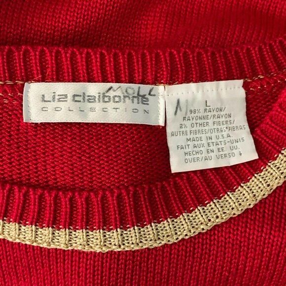Vintage Liz Claiborne Knit Tunic Sweater L Red - Picture 5 of 5